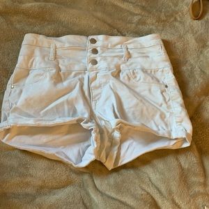 White High Waisted Jean Shorts